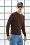 Men's Trendy Striped Zippered Brown Knit Sweater - 3