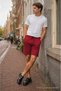Men's Regular Lace-Up Casual Red Basic Shorts - 3