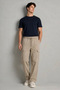 Men's Elastic Waist Cream Cargo Linen Trousers - 3