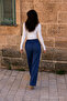Women's Elastic Waist Jogger Navy Blue Linen Trousers - 6