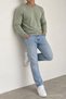 Men's Winter Crew Neck Khaki Knit Sweater - 3