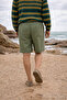 Men's Low Waist Premium Cargo Pocket Green Linen Shorts - 6