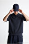 Men's Premium Comfort Textured Navy Blue Polo Collar t Shirt - 6