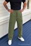 Men's Khaki Loose Linen Trousers with Cargo Pockets - 3