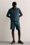 Men's Summer Linen Shirt Elastic Waist Shorts Khaki Two-Piece Set - 6