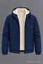 Men's Plush Lined Daily Basic Navy Blue Raincoat & Windbreaker - 4