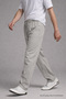 Men's Stone Linen Trousers with Elastic Waist and Wide Legs - 2