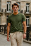 Men's Relax Fit Short Sleeve 100% Cotton Khaki T-Shirt - 3