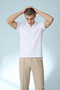 Men's Casual White Loose Polo Collar T-Shirt - 4