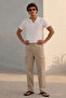 Men's Summer Comfort Cream Cargo Linen Trousers - 4
