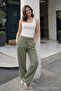 Women's Trend Premium Loose Green Linen Trousers - 3