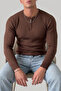 Men's Winter High Collar Brown Knitwear Sweater - 2