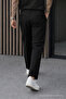Men's Relax Fit High Waist Pleated Black Fabric Trousers - 6