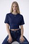 Women's Bat Sleeve Basic Tight Navy Blue Blouse - 5