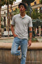Men's Street Style Gray Polo Collar T-Shirt - 4