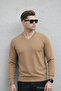 Men's Premium Caramel V-Neck Knit Sweater - 5