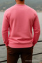Men's Thick Crew Neck Casual Pink Sweater - 3