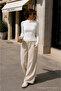 Women's Autumn Textured Body Line White Blouse - 2