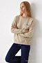 Women's Sorry Chest Printed Cream Sweatshirt - 4