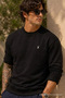 Knitted Long Sleeve Black Men's Sweatshirt - 6