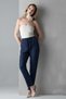 Women's Elastic Comfortable Navy Blue Linen Trousers