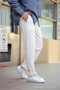White Color Men's Summer Linen Blend Relaxed Trousers - White