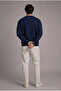 Men's America Print Loose Fit Navy Blue Sweatshirt - 5