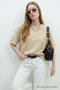 Women's Short Sleeve Cotton Pack Beige Oversized T-Shirt - 3
