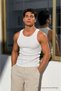 Men's Flexible Relaxed White Ribbed Tank Top