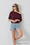Women's Boat Neck Half Sleeve Burgundy Blouse - 4