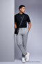 Men's High Waist Straight Leg Gray Trousers - 5