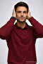 Men's Winter Comfortable Polo Neck Burgundy Sweater - 5