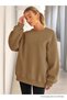 Damen-Sweatshirt mit Rundhalsausschnitt Basic Oversize MINK - 5