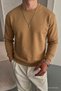 Men's Loose Textured Flare Caramel Sweatshirt - 2