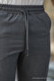 Men's Elastic Waist Lace-Up Jogger Anthracite Fabric Trousers Relaxed Cut Side Pockets - 4