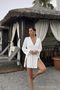 Kadın Straight Fit Basic Beyaz Mini Kimono - 4