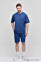 Men's Set of 2 Relaxed Fit Comfortable Fit Lettering Indigo Sweatpants Set - 3