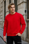 Men's Crew Neck Casual Red Sweatshirt - 3