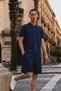Men's Basic Loose Navy Blue Polo Neck T-Shirt - 3