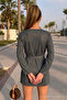Women's V-Neck Long Sleeve Smoked Kimono - 6