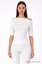 Women's Off-The-Shoulder Short Sleeve White Tight Blouse