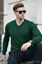 Men's Premium Green V-Neck Knit Sweater - 6