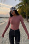 Women's Crew Neck Slim Fit Powder Blouse