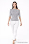 Women's Off-Shoulder Short Sleeve Gray Slim Blouse - 3