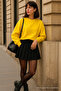 Women's Crew Neck Winter Oversized Yellow Sweater - 6