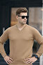 Men's Premium Caramel V-Neck Knit Sweater - 4