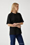 Women's Crew Neck Black Oversized T-Shirt - 2