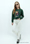 Women's Teddy Bear Print Red Green Relax Sweatshirt - 3