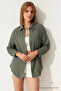 Women's Gray Oversize Linen Shirt - 4