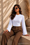 Women's Knitted Slim Fit Elegant White Blouse - 4